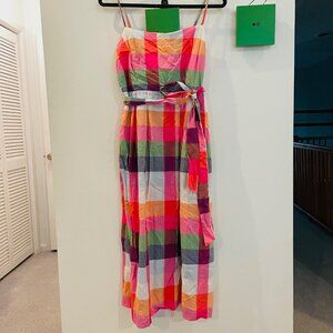Kate Spade x Target Plaid Tie Waist Midi Dress , multi-color,linen cotton blend